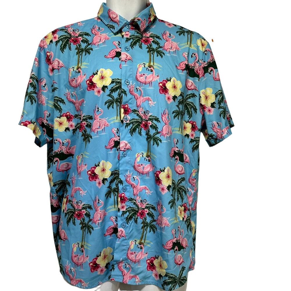 ann arbor flamingo button up shirt size L